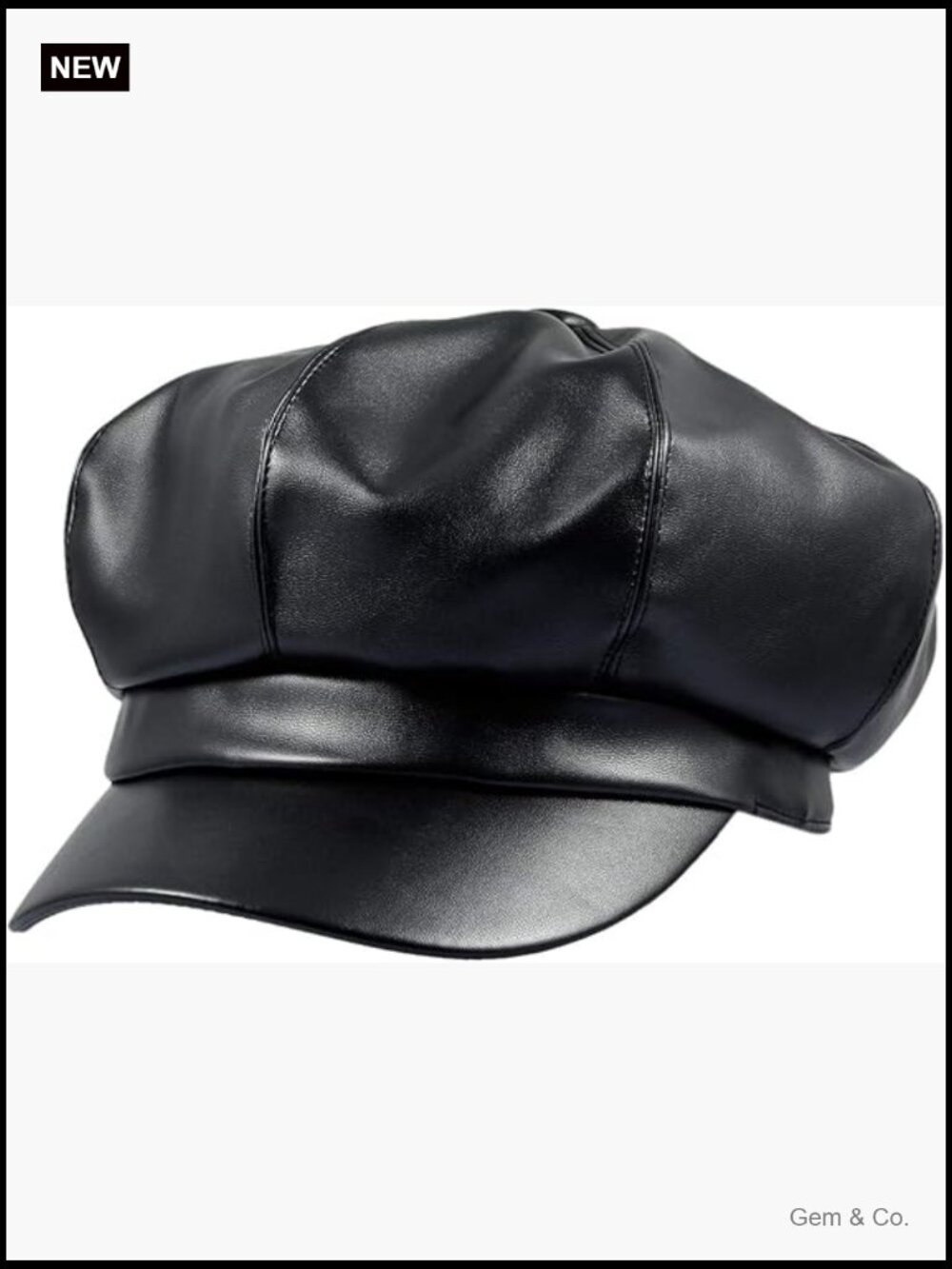 PU Leather Newsboy Cap - 8 Panel Gatsby Ivy Hat Spring Autumn Outdoor